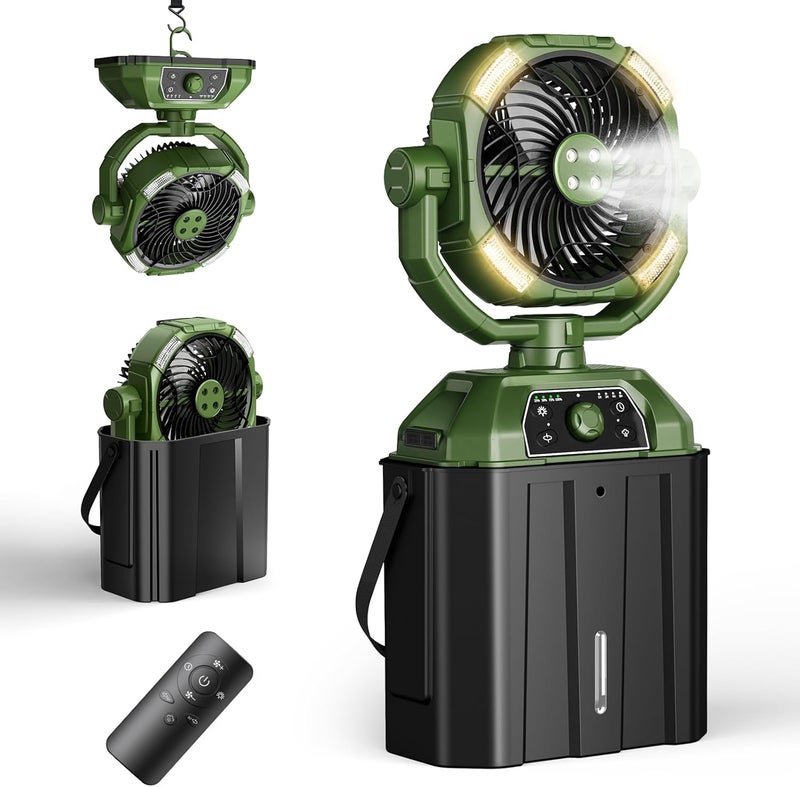 XAP Portable Misting Fan Rechargeable for Hot Weather - 9-inch Auto Swivel Camping Fan with 25000mAh USB Battery as Power Bank, Outdoor fan with 4 Mist Cooler, 7L Bucket for Patio,Fishing,Yard,Beach,Golf - Image 1